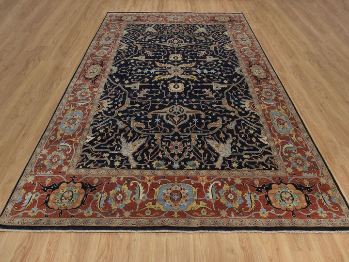 9'0" x 12'1" New Hand Knotted Blue Wool Rectangle Oriental Rug - MOA10292431