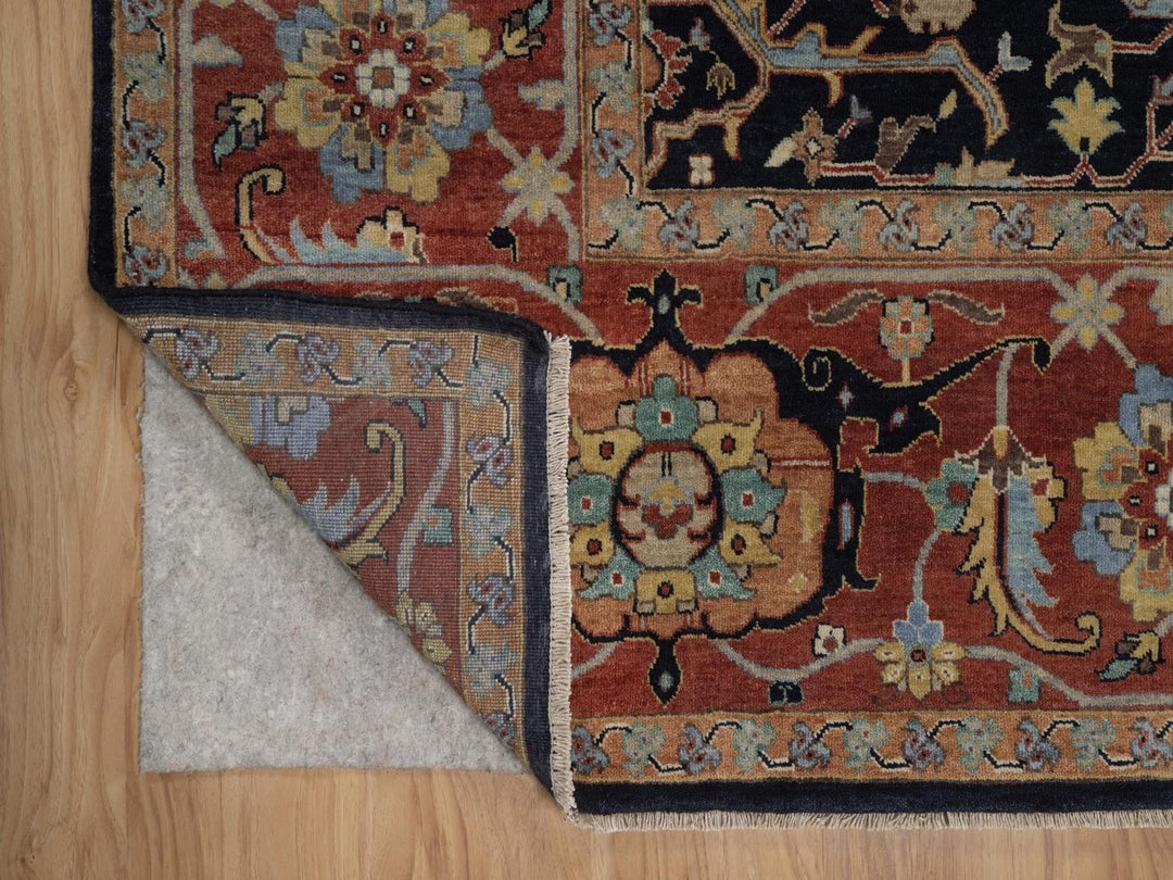 9'0" x 12'1" New Hand Knotted Blue Wool Rectangle Oriental Rug - MOA10292431