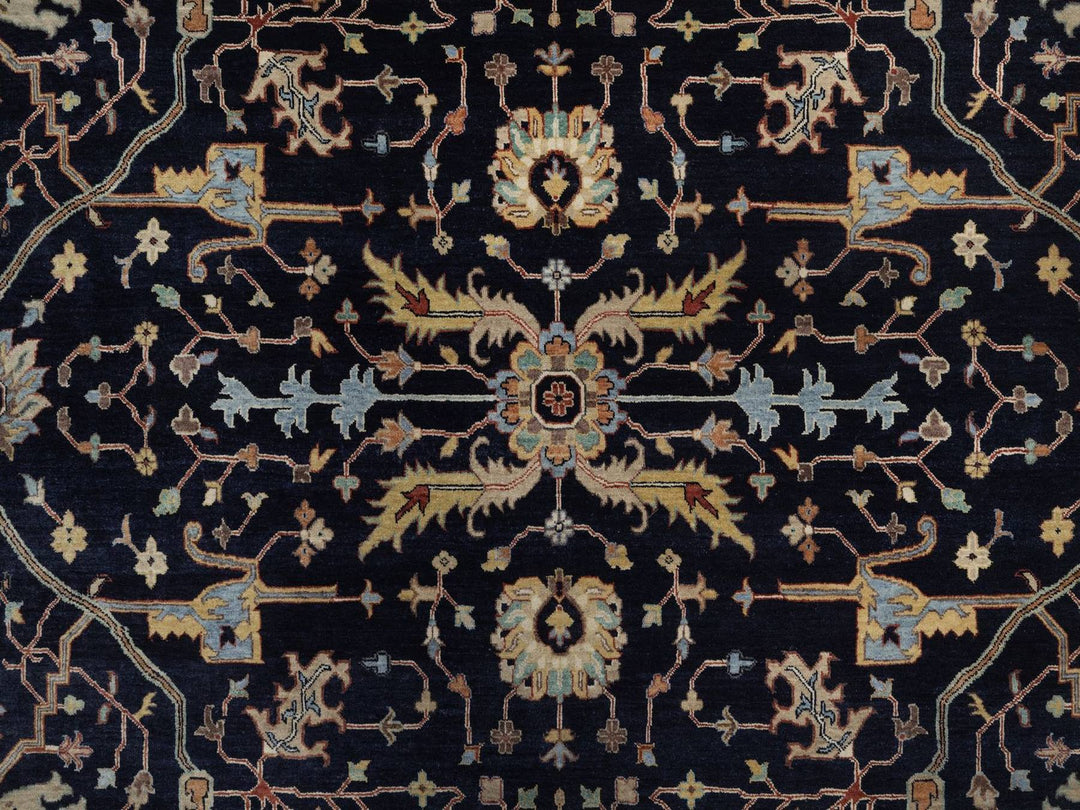 9'0" x 12'1" New Hand Knotted Blue Wool Rectangle Oriental Rug - MOA10292431