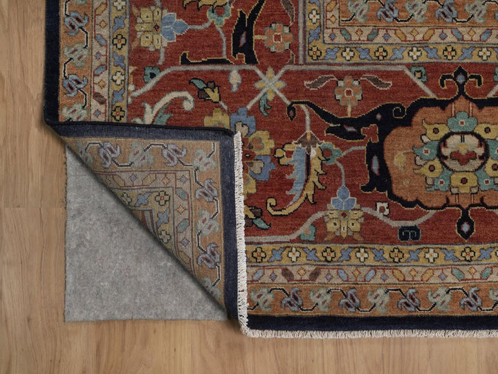 12'2" x 14'10" New Hand Knotted Blue Wool Rectangle Oriental Rug - MOA10292432