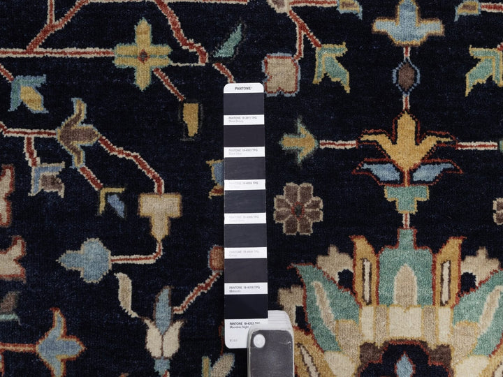 12'2" x 14'10" New Hand Knotted Blue Wool Rectangle Oriental Rug - MOA10292432