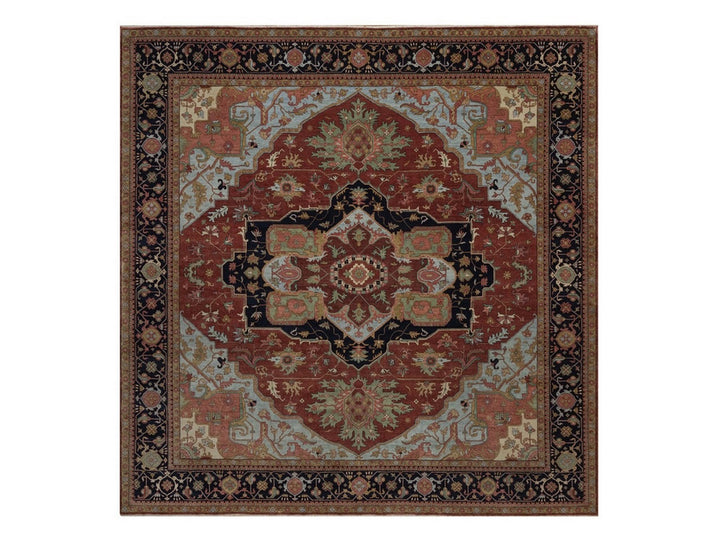 12'0" x 12'2" New Hand Knotted Red Wool Square Oriental Rug - MOA10292433