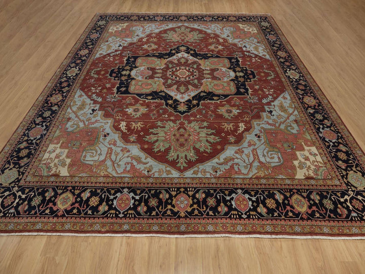 12'0" x 12'2" New Hand Knotted Red Wool Square Oriental Rug - MOA10292433