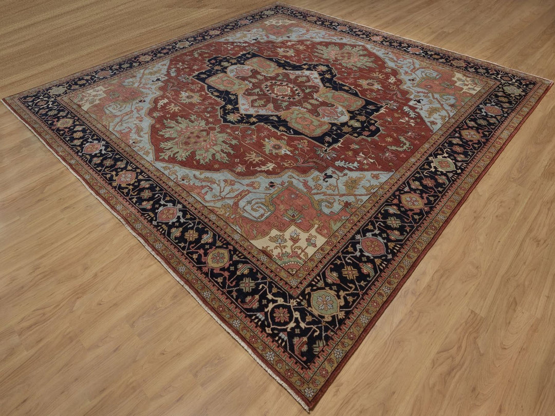 12'0" x 12'2" New Hand Knotted Red Wool Square Oriental Rug - MOA10292433