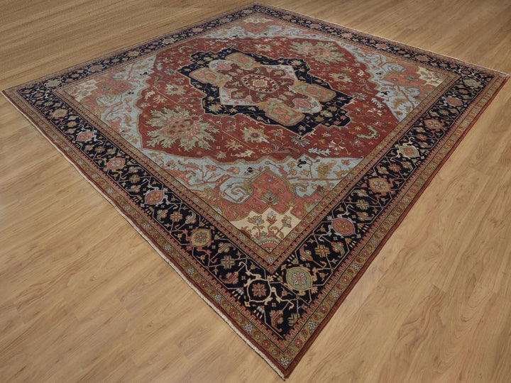 12'0" x 12'2" New Hand Knotted Red Wool Square Oriental Rug - MOA10292433