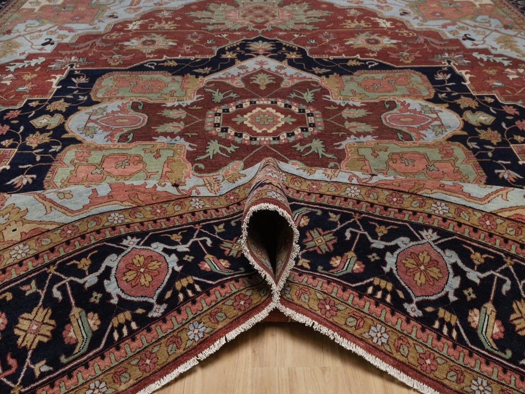 12'0" x 12'2" New Hand Knotted Red Wool Square Oriental Rug - MOA10292433