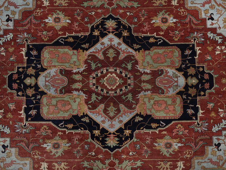12'0" x 12'2" New Hand Knotted Red Wool Square Oriental Rug - MOA10292433
