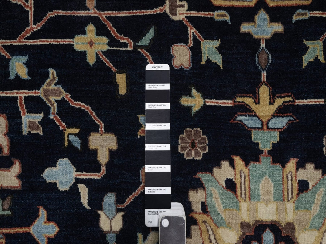 11'9" x 11'9" New Hand Knotted Blue Wool Round Oriental Rug - MOA10292434