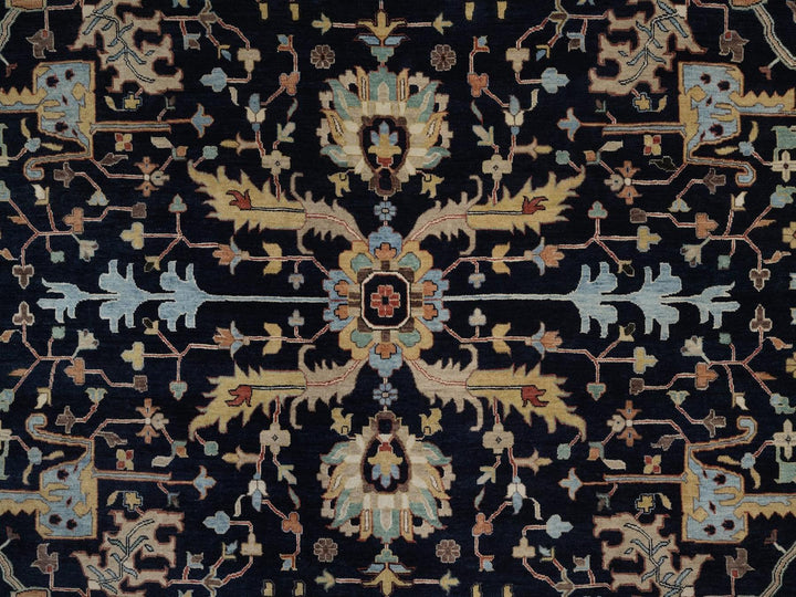 11'9" x 11'9" New Hand Knotted Blue Wool Round Oriental Rug - MOA10292434