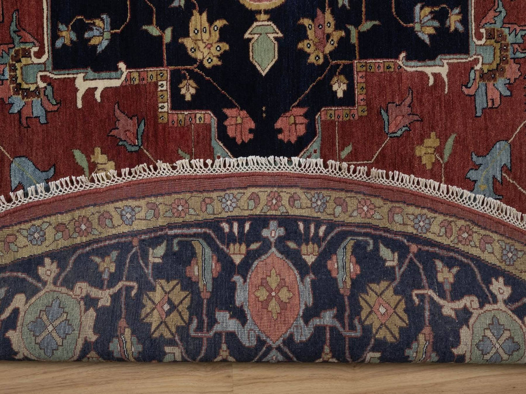 11'11" x 11'11" New Hand Knotted Red Wool Round Oriental Rug - MOA10292435