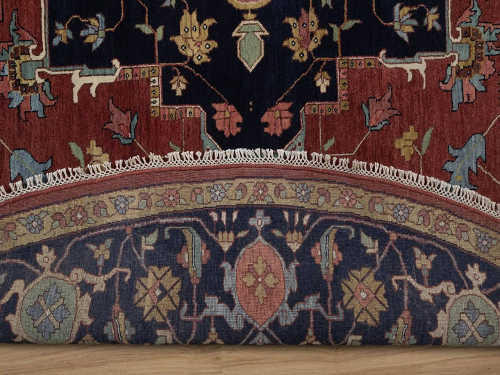 11'11" x 11'11" New Hand Knotted Red Wool Round Oriental Rug - MOA10292435