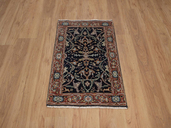 2'0" x 3'0" New Hand Knotted Blue Wool Rectangle Oriental Rug - MOA10292436