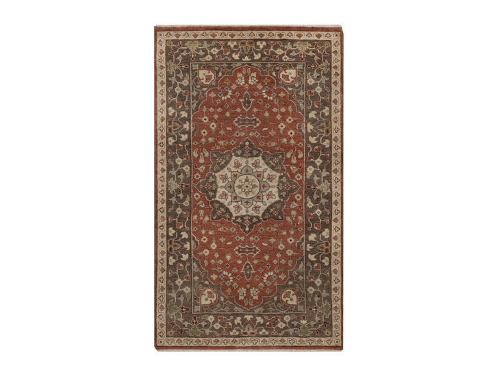 2'11" x 5'1" New Hand Knotted Red Wool Rectangle Oriental Rug - MOA10292437