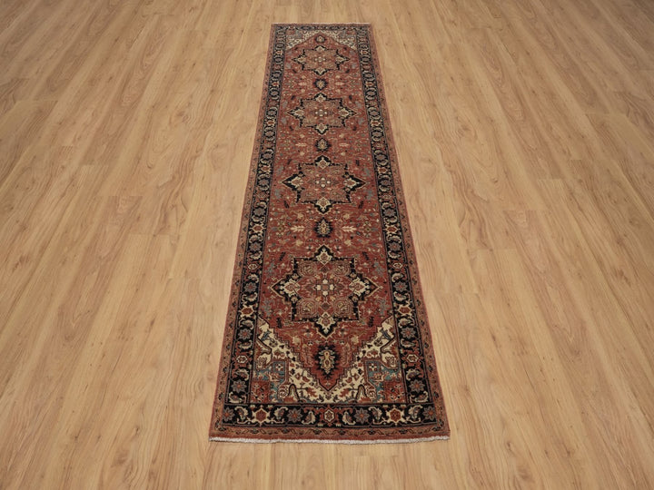 2'6" x 9'11" New Hand Knotted Red Wool Runner Oriental Rug - MOA10292438