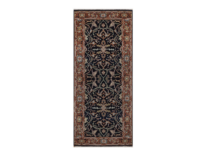 2'7" x 6'0" New Hand Knotted Blue Wool Runner Oriental Rug - MOA10292440