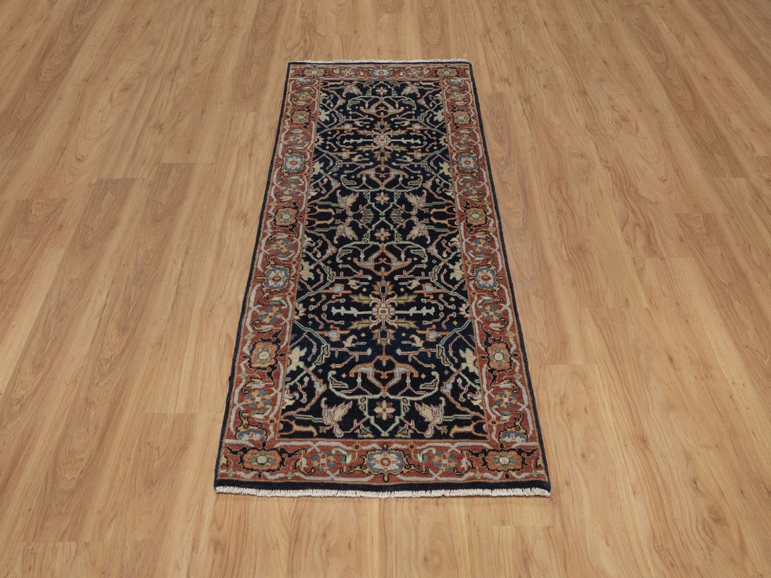 2'7" x 6'0" New Hand Knotted Blue Wool Runner Oriental Rug - MOA10292440