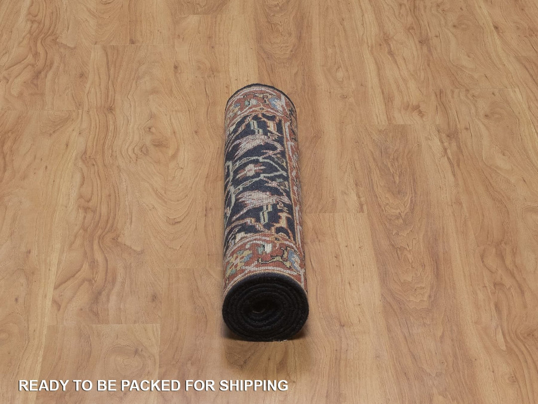 2'7" x 6'0" New Hand Knotted Blue Wool Runner Oriental Rug - MOA10292440