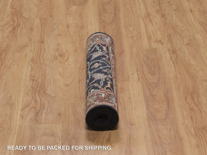 2'7" x 6'0" New Hand Knotted Blue Wool Runner Oriental Rug - MOA10292440