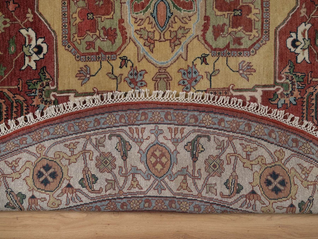 8'0" x 8'0" New Hand Knotted Red Wool Round Oriental Rug - MOA10292443