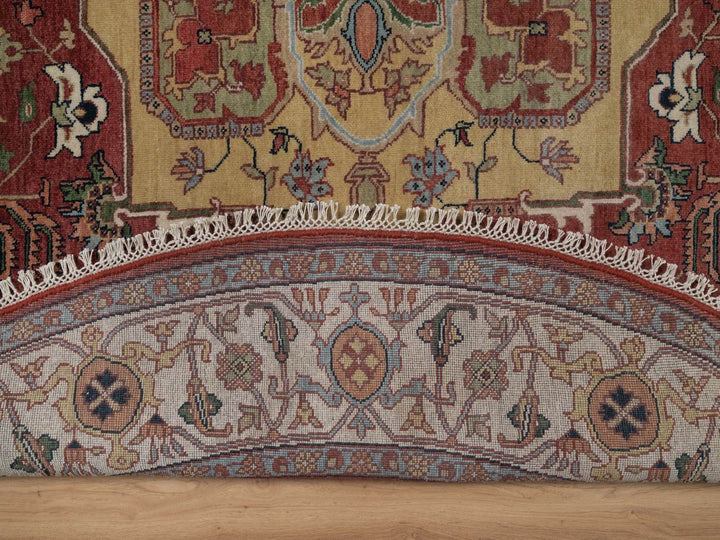 8'0" x 8'0" New Hand Knotted Red Wool Round Oriental Rug - MOA10292443