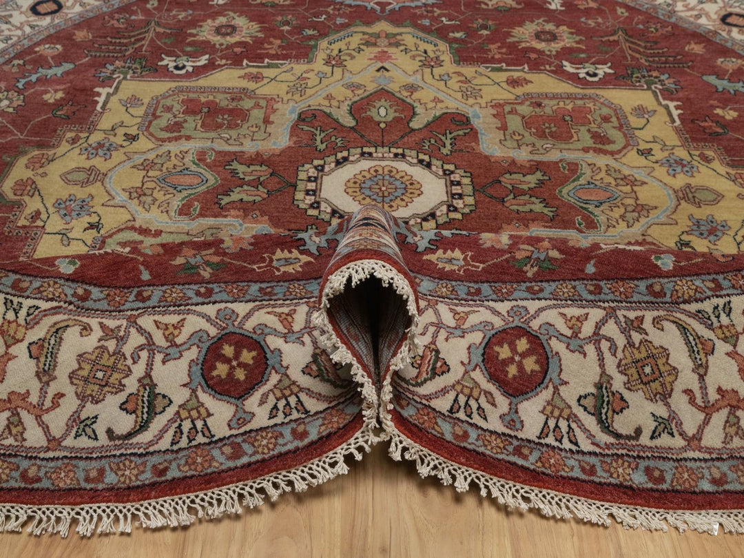 8'0" x 8'0" New Hand Knotted Red Wool Round Oriental Rug - MOA10292443