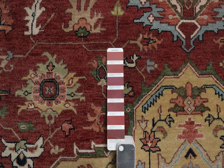 8'0" x 8'0" New Hand Knotted Red Wool Round Oriental Rug - MOA10292443