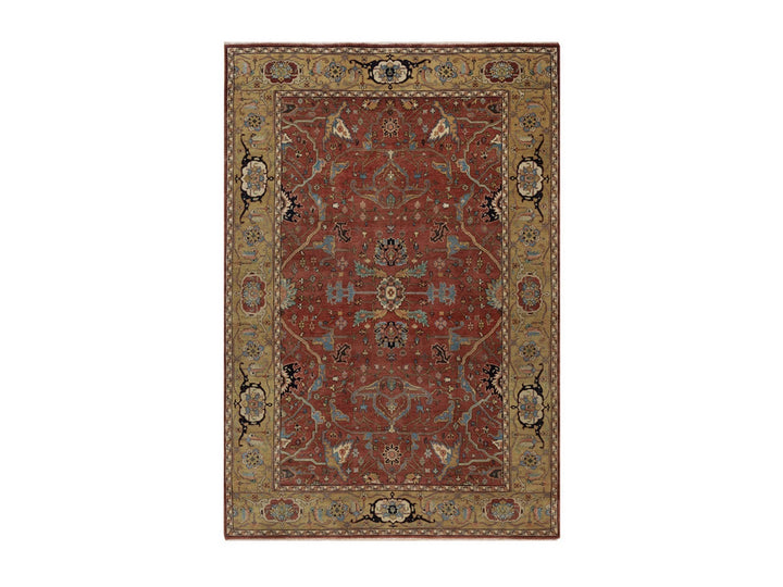 6'1" x 9'2" New Hand Knotted Red Wool Rectangle Oriental Rug - MOA10292444