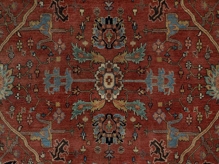 6'1" x 9'2" New Hand Knotted Red Wool Rectangle Oriental Rug - MOA10292444