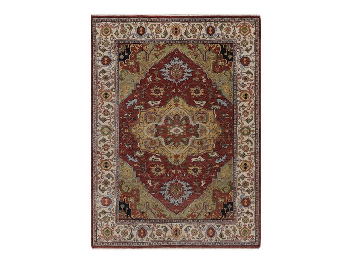 5'1" x 7'0" New Hand Knotted Red Wool Rectangle Oriental Rug - MOA10292445