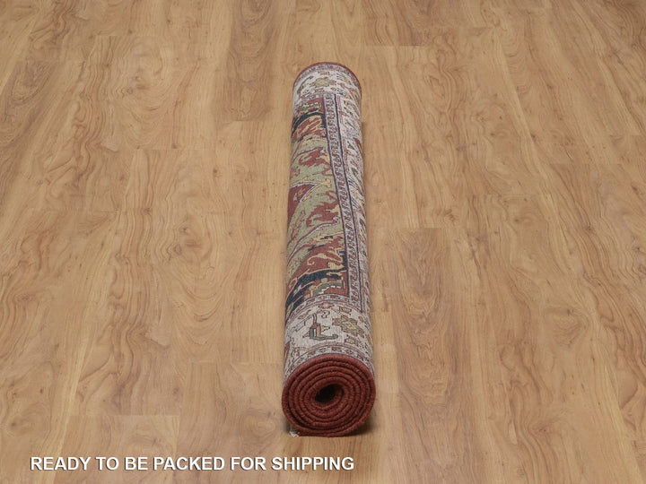 5'1" x 7'0" New Hand Knotted Red Wool Rectangle Oriental Rug - MOA10292445