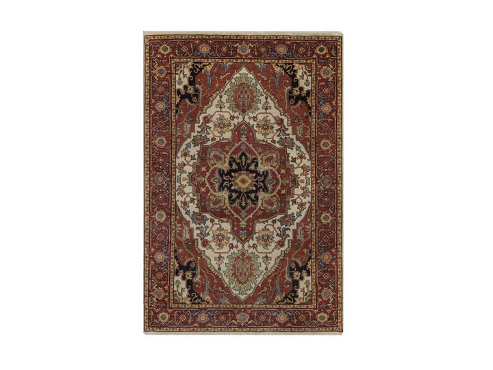 4'1" x 6'2" New Hand Knotted Ivory Wool Rectangle Oriental Rug - MOA10292446