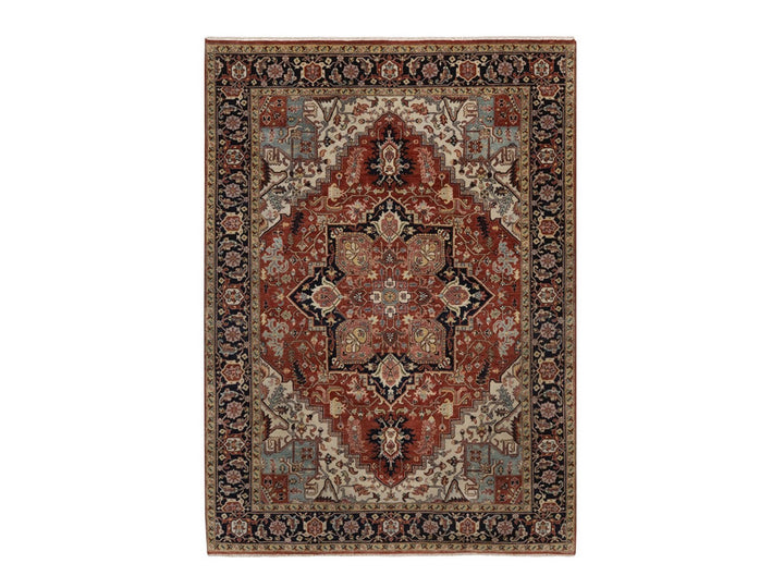 5'2" x 7'2" New Hand Knotted Red Wool Rectangle Oriental Rug - MOA10292447