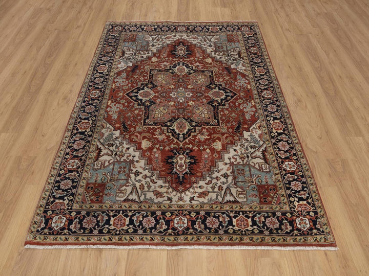 5'2" x 7'2" New Hand Knotted Red Wool Rectangle Oriental Rug - MOA10292447