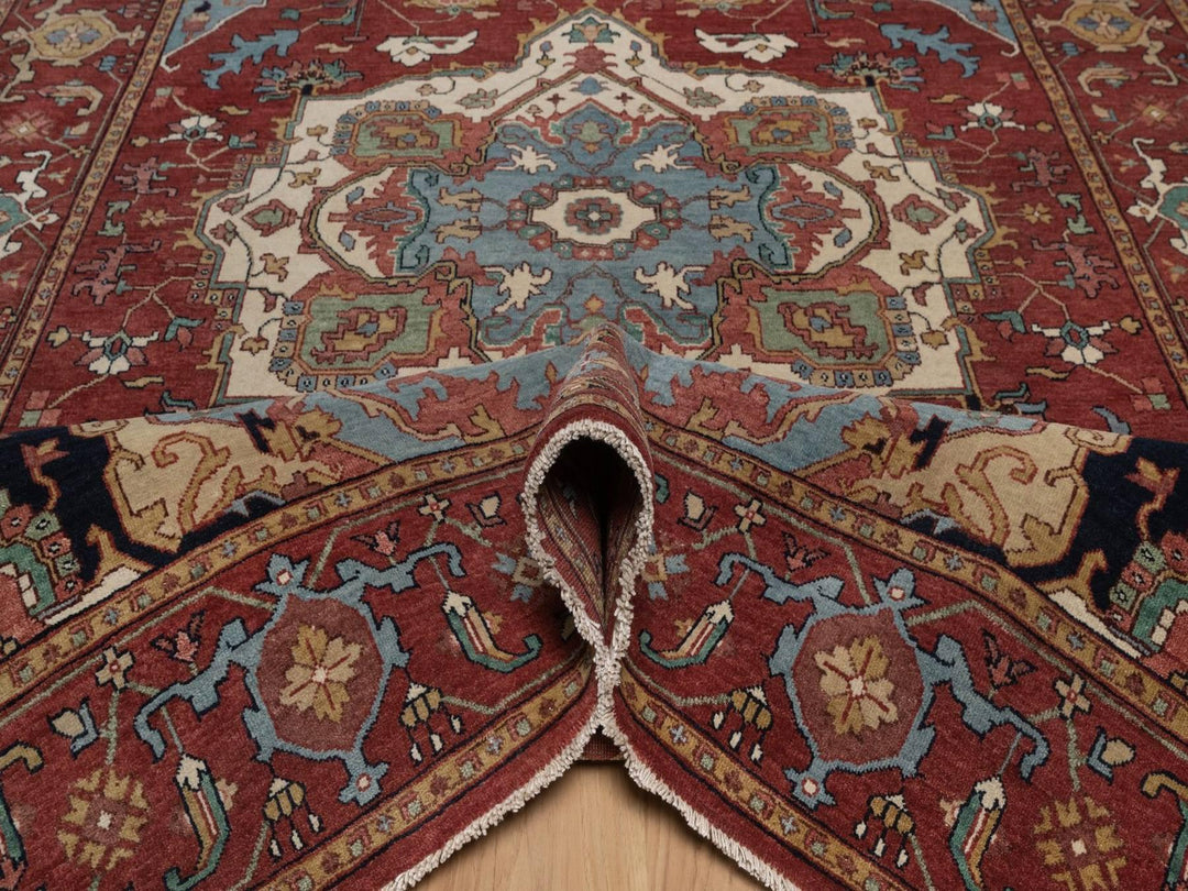 6'1" x 9'2" New Hand Knotted Red Wool Rectangle Oriental Rug - MOA10292448