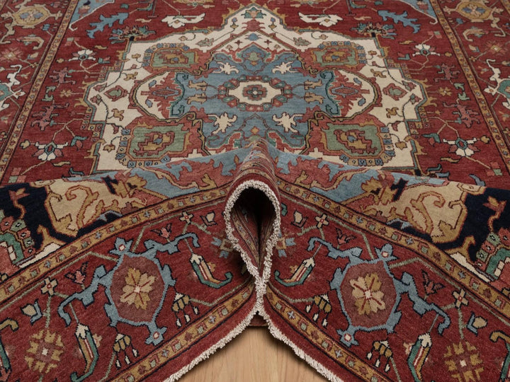 6'1" x 9'2" New Hand Knotted Red Wool Rectangle Oriental Rug - MOA10292448