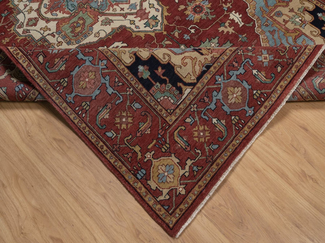 6'1" x 9'2" New Hand Knotted Red Wool Rectangle Oriental Rug - MOA10292448