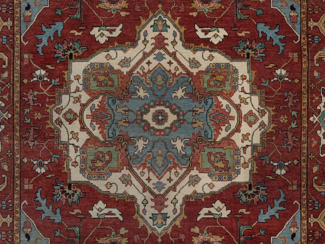 6'1" x 9'2" New Hand Knotted Red Wool Rectangle Oriental Rug - MOA10292448