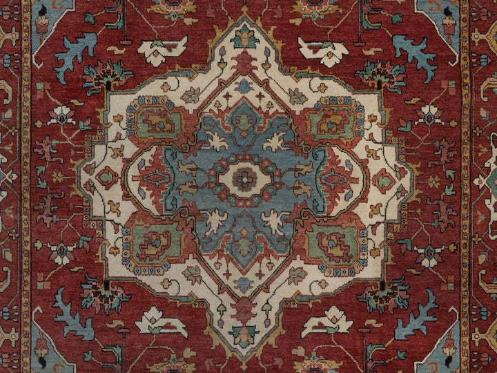 6'1" x 9'2" New Hand Knotted Red Wool Rectangle Oriental Rug - MOA10292448