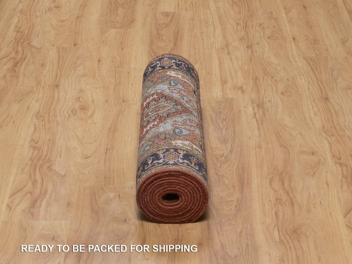 2'7" x 12'1" New Hand Knotted Red Wool Runner Oriental Rug - MOA10292449