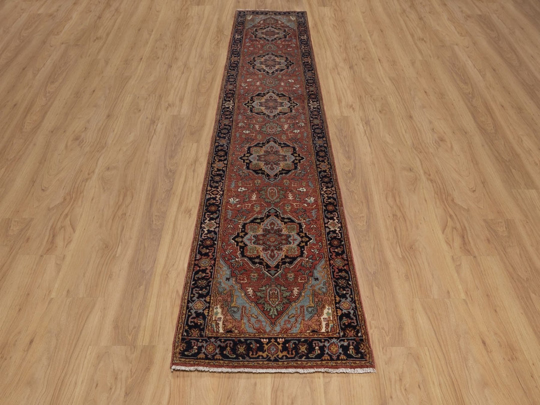 2'6" x 12'0" New Hand Knotted Red Wool Runner Oriental Rug - MOA10292450