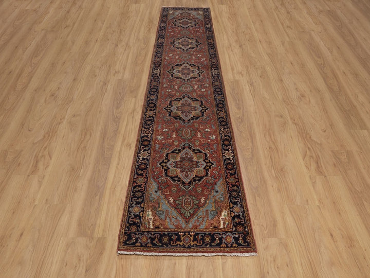 2'6" x 12'0" New Hand Knotted Red Wool Runner Oriental Rug - MOA10292450