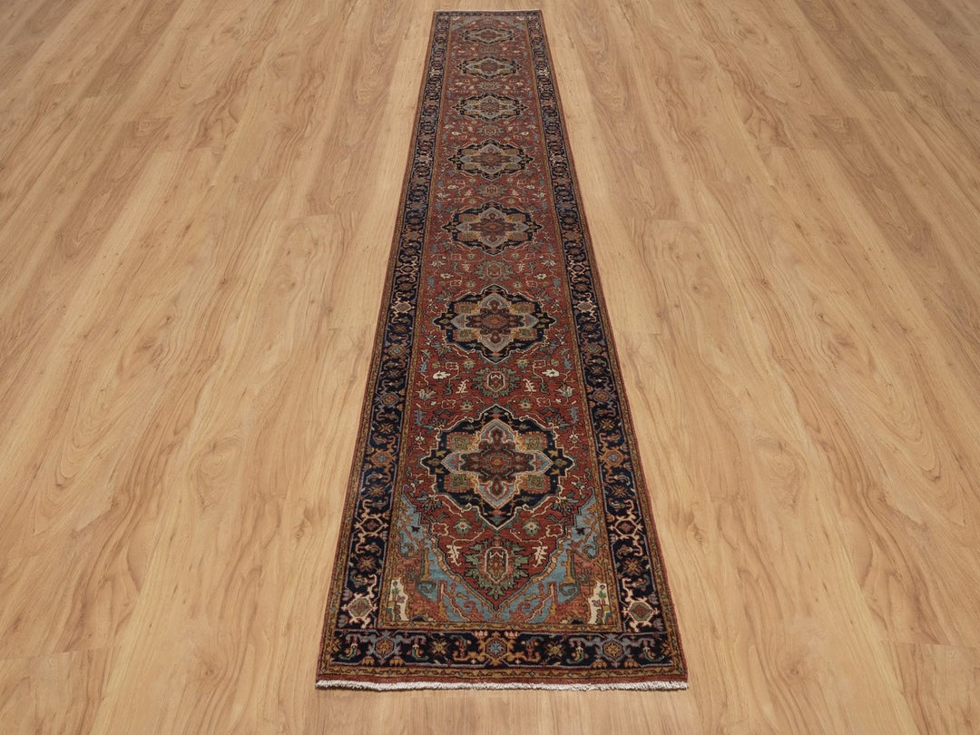 2'6" x 16'0" New Hand Knotted Red Wool Runner Oriental Rug - MOA10292451