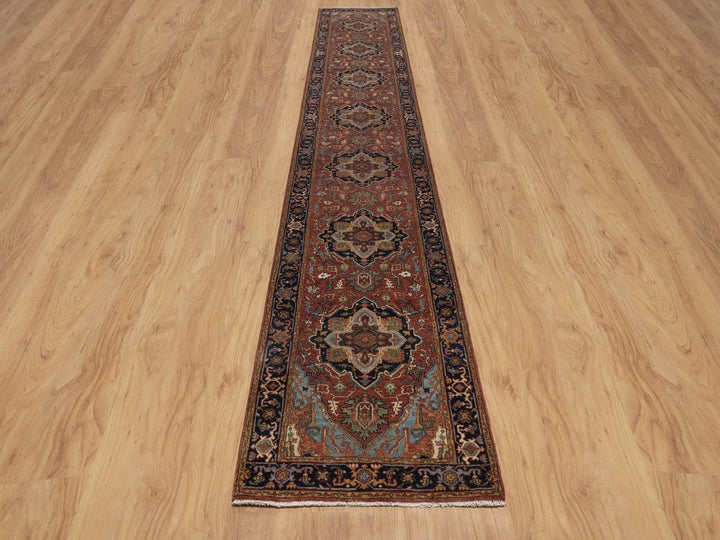 2'6" x 16'0" New Hand Knotted Red Wool Runner Oriental Rug - MOA10292451