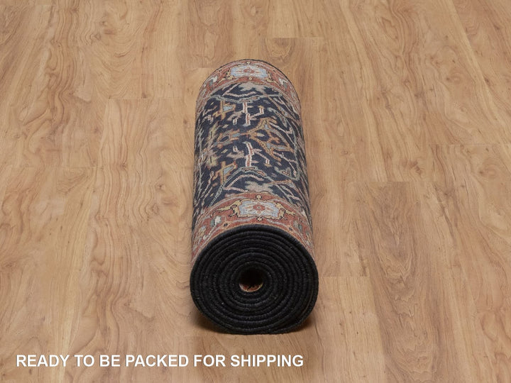 2'6" x 16'0" New Hand Knotted Blue Wool Runner Oriental Rug - MOA10292452