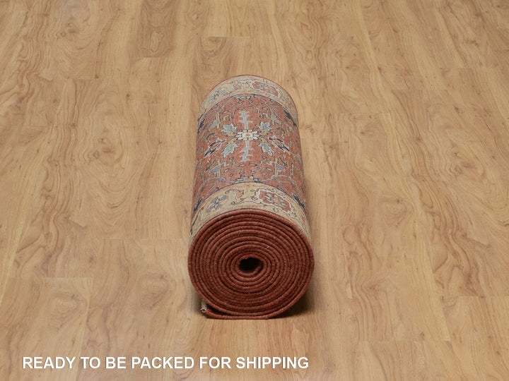 2'8" x 22'1" New Hand Knotted Red Wool Runner Oriental Rug - MOA10292453