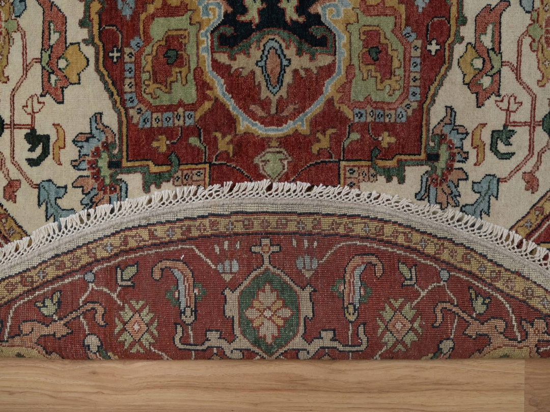 5'10" x 10'10" New Hand Knotted Ivory Wool Round Oriental Rug - MOA10292454