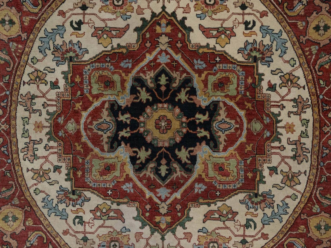 5'10" x 10'10" New Hand Knotted Ivory Wool Round Oriental Rug - MOA10292454