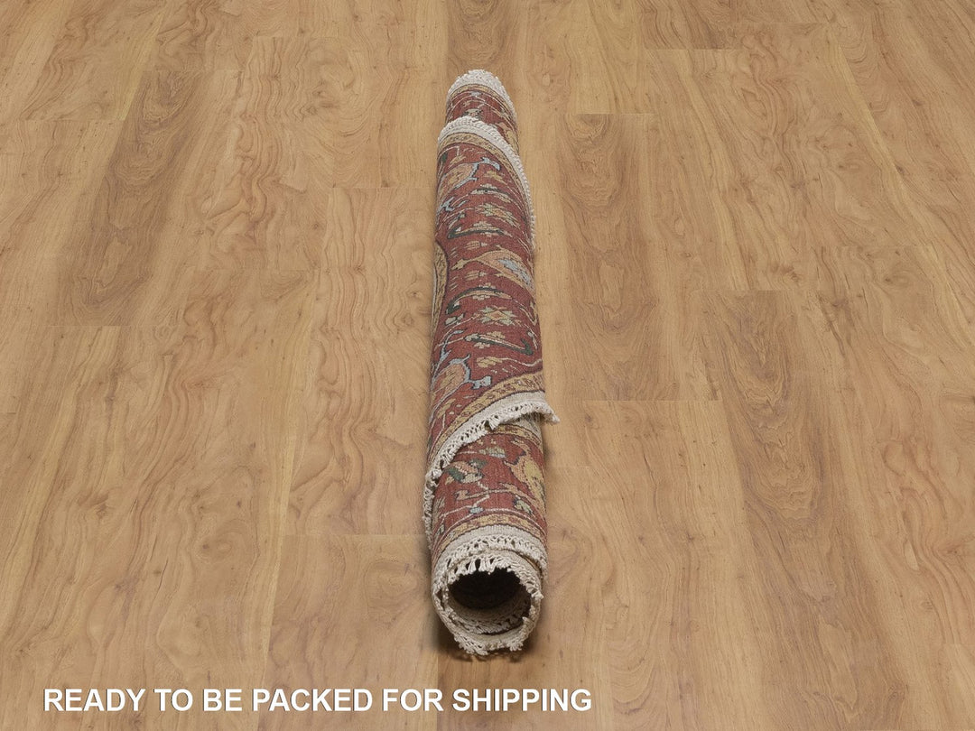 5'10" x 10'10" New Hand Knotted Ivory Wool Round Oriental Rug - MOA10292454