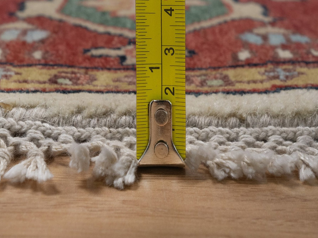 5'10" x 10'10" New Hand Knotted Ivory Wool Round Oriental Rug - MOA10292454