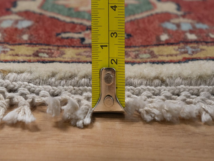 5'10" x 10'10" New Hand Knotted Ivory Wool Round Oriental Rug - MOA10292454